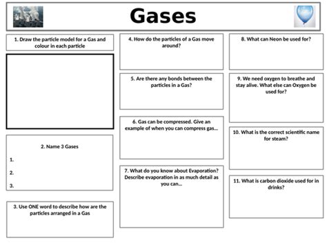 behavior of gases grade 10 worksheet